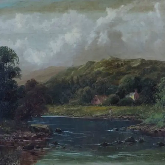 UNKNOWN Artist - Tranquil River and Cottage