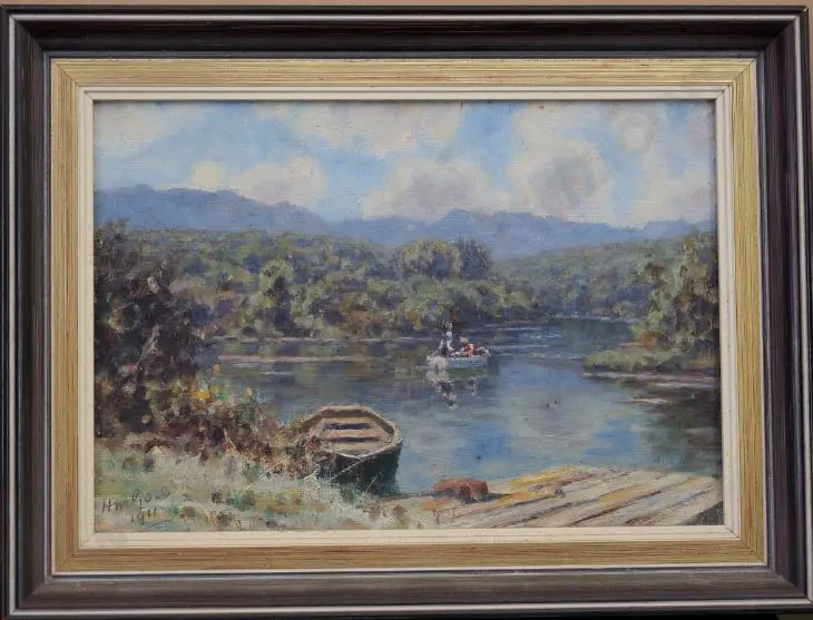 GORE, Henry Moreland (1863-1930) - Couple in Boat on Lake - Wellington Image 1++
