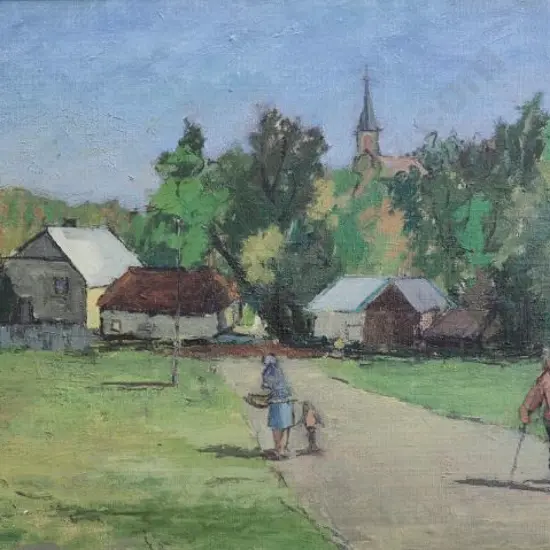 TOMAS, L. (20th Cent.) - Polish Village Scene