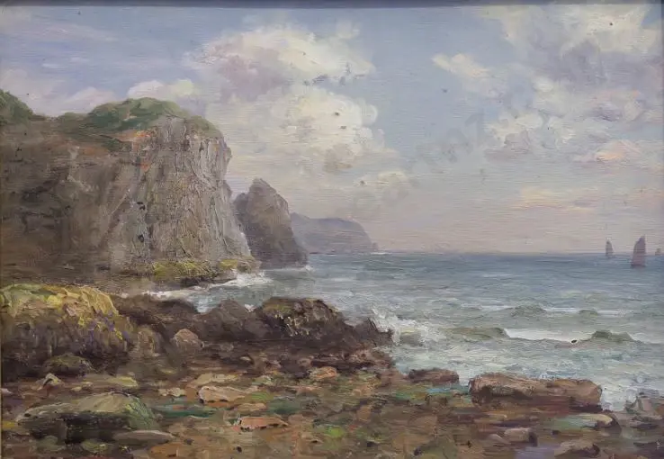 MYLES, William Scott (1850-1911) - Coastal Scene with Ships Image 1++