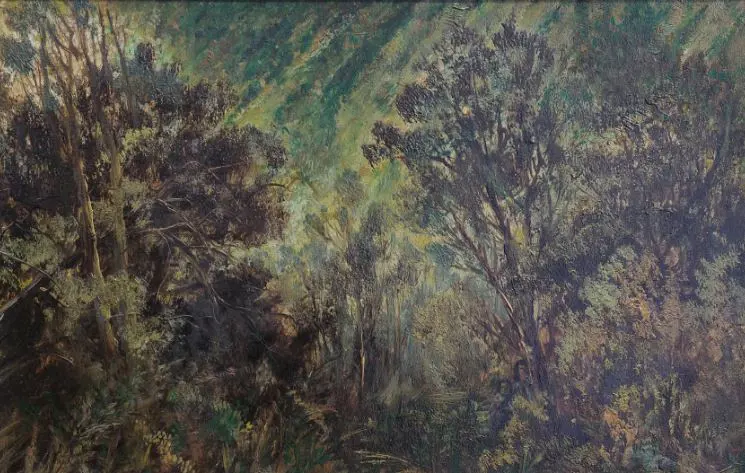 MOULTRAY, John Elder (1865-1922) attributed - NZ Bush Scene with Maori Figures Image 1++
