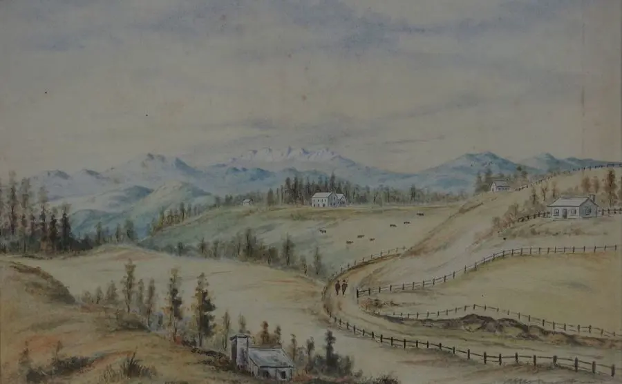 LYNDON, Edward (worked 1860s-1890s) - New Zealand Colonial Landscape, April 1883 Image 1++