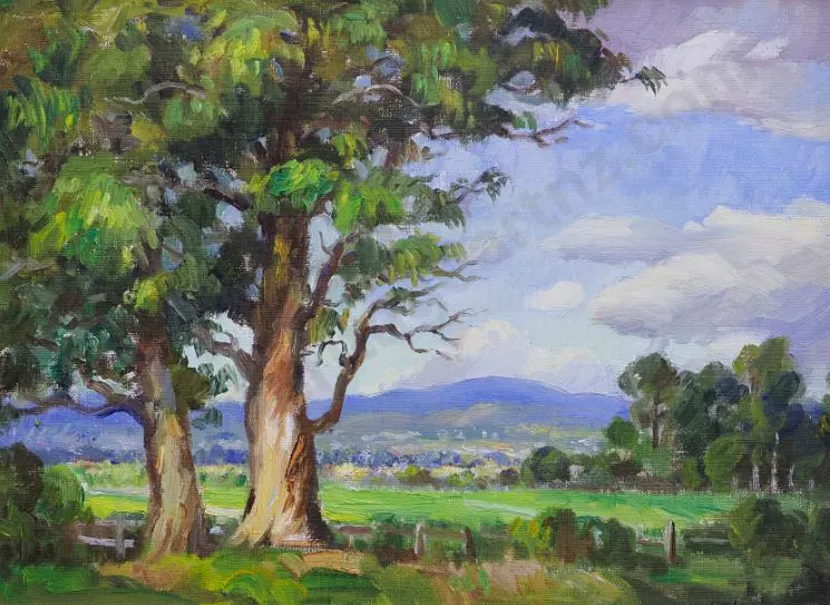LAUGESEN, Carl Thorwald (1900-1987) - Country Scene with Path through Gate Image 1++
