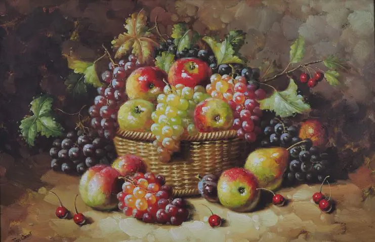 GRANT, Tom (20th Cent.) - Still Life - Apples in Basket Image 1++