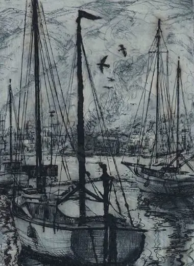 RICHARDSON, Harry Linley (1878-1947) - Boats in Harbour Image 1++