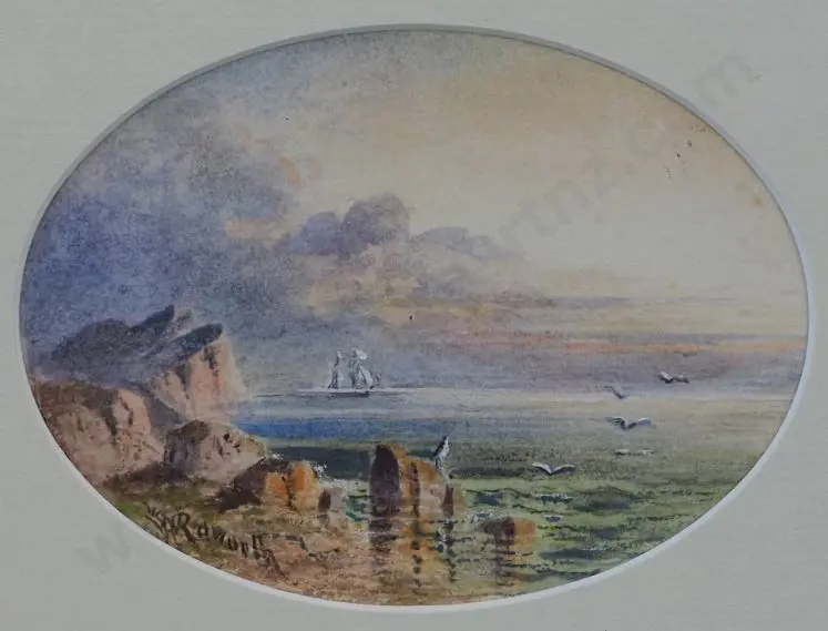RAWORTH. William Henry (1820-1905) - Sailing Ship off Rocky Coast Image 1++