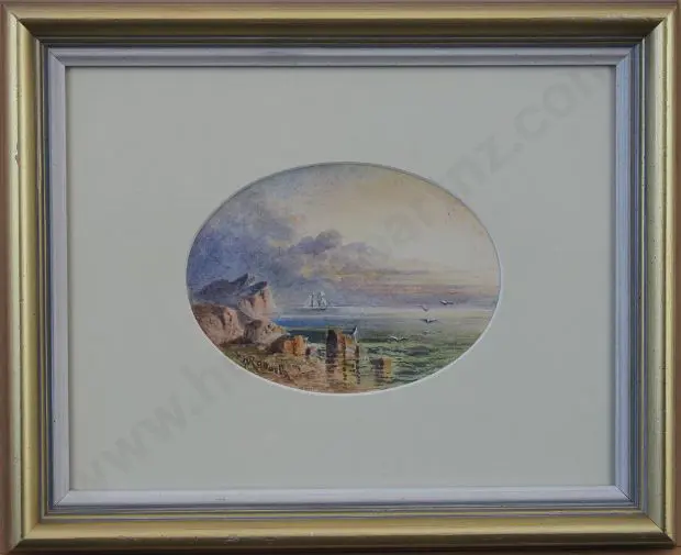 RAWORTH. William Henry (1820-1905) - Sailing Ship off Rocky Coast Image 1++