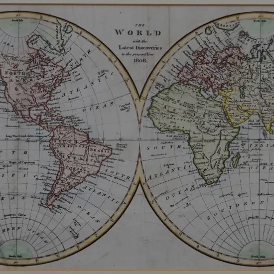 WORLD Map (1808) - The World with the Latest Discoveries 1808