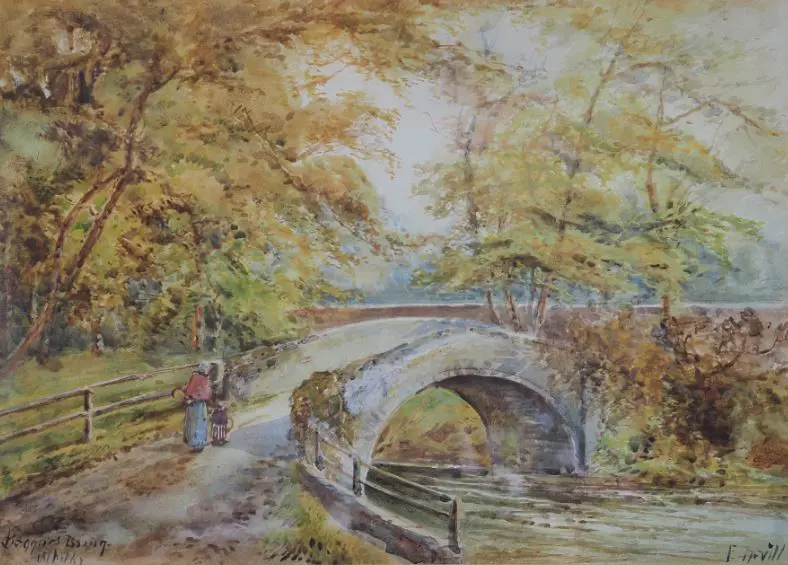 NEVILL, Edward (1813-1901) - Beggars at Bridge by Country Lane, Whitby - 19th Century Image 1++