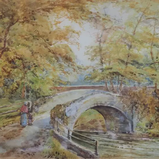 NEVILL, Edward (1813-1901) - Beggars at Bridge by Country Lane, Whitby - 19th Century