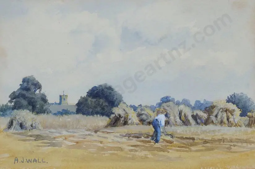 WALL, Arthur J. (19th Cent.) - Gleaner in Field Image 1++