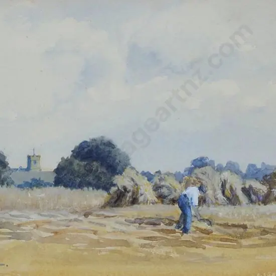 WALL, Arthur J. (19th Cent.) - Gleaner in Field