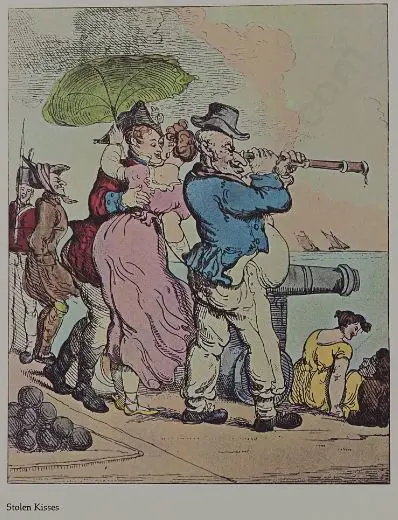 ROWLANDSON, Thomas (1756-1827) - Stolen Kisses - 1960s Reprint of 18th Century Erotic Drawing Image 1++
