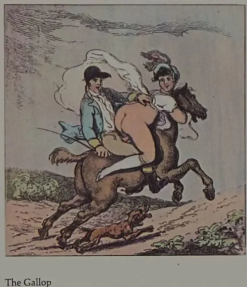 ROWLANDSON, Thomas (1756-1827) - The Gallop- 1960s Reprint of 18th Century Erotic Drawing Image 1++