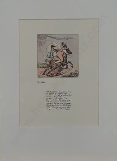 ROWLANDSON, Thomas (1756-1827) - The Gallop- 1960s Reprint of 18th Century Erotic Drawing Image 1++