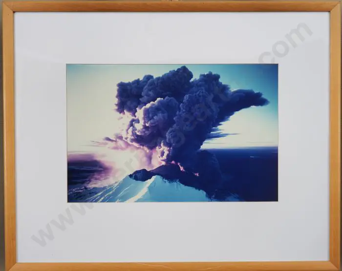 UNKNOWN Artist (A28) - Mount Ruapehu in Eruption Image 1++