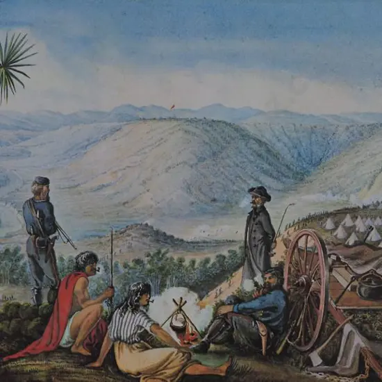 VON TEMPSKY, Gustavus Ferdinand (1828-1868) - Encampment of the Forest Rangers, Taranaki, January 1866
