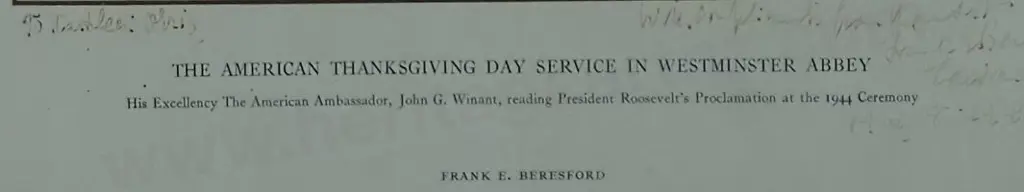 BERESFORD, Frank (1881-1967) - American Thanksgiving Day Service in Westminster Abbey 1944 Image 1++