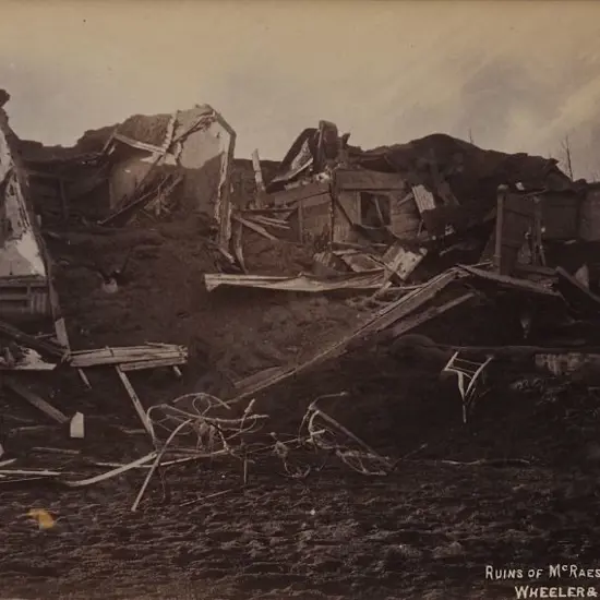 WHEELER & SON, Photographers - Tarawera Eruption -Ruins of McCrae's Hotel - Wairoa