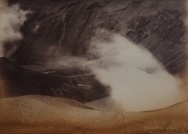 WHEELER & SON, Photographers - Tarawera Eruption - Site of Pink Terrace Image 1++