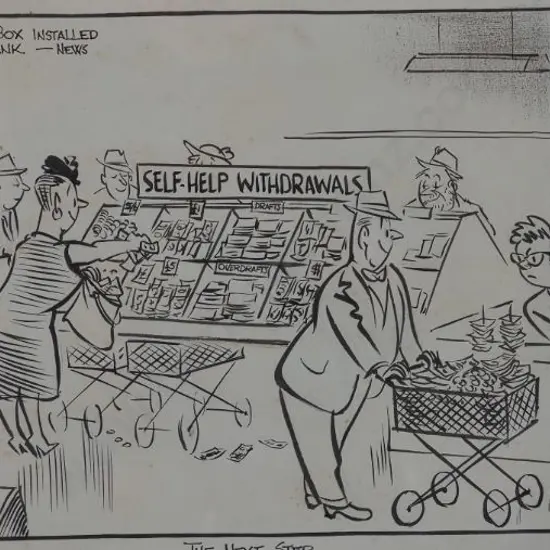 MINHINNICK, Sir Gordon (1902-1992) - "The Next Step" - Original Cartoon NZ Herald 1954