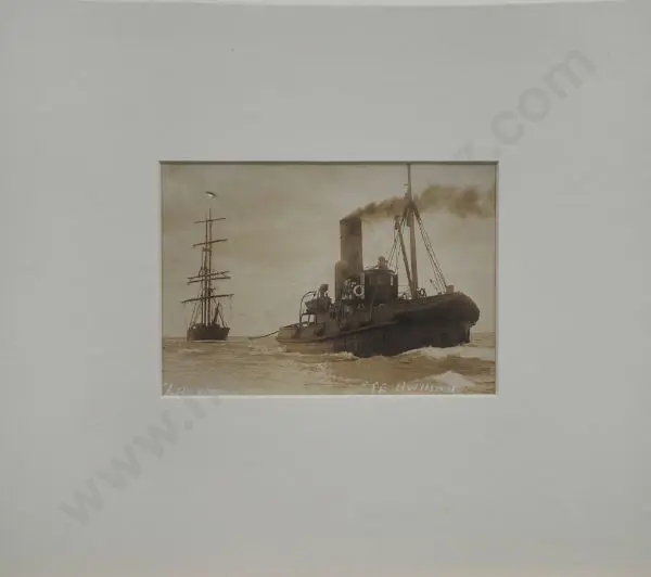 Sailing Ship 'Laura' -  c.1890 - Unknown Photographer - A39 - 19th Century Sailing Ship 'Laura' under tow -  c.1890 Image 1++