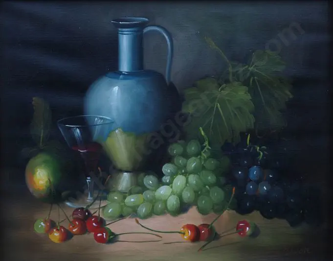 WILSON - Still Life - Grapes and Wine Image 1++