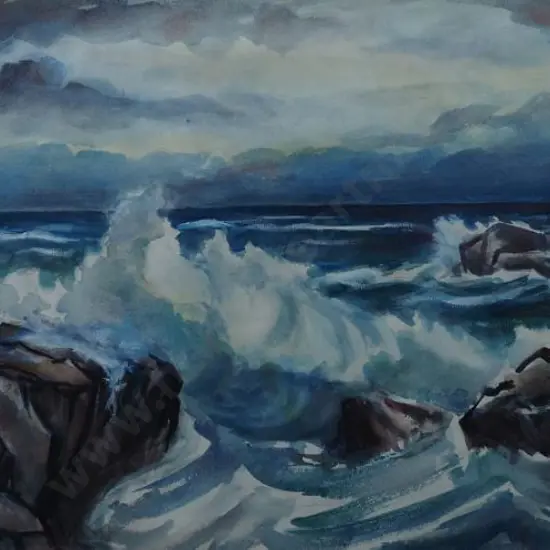 STEER, Roy Aston (1908-1982) - Waves on Rocks