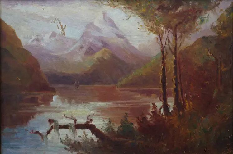 UNKNOWN Artist - Mountains with River and Trees Image 1++