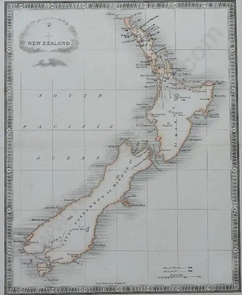 MAP of NEW ZEALAND c.1820 - Early Map of New Zealand c.1820 Image 1++