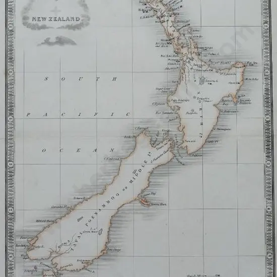 MAP of NEW ZEALAND c.1820 - Early Map of New Zealand c.1820