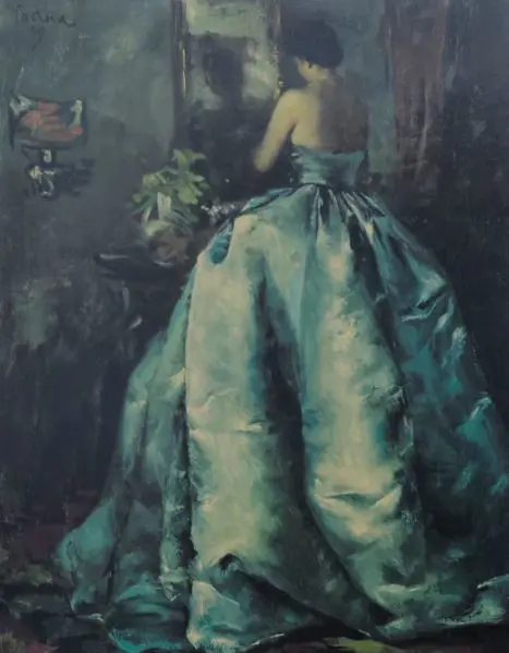 PADNA (20th Cent.) - Lady in Blue Evening Dress Image 1++