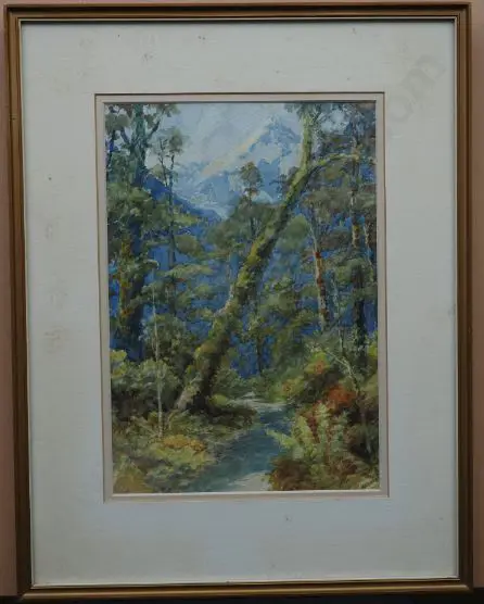 HOWARTH, Charles Henry (1856-1945) - Mountain Path with Trees and Mountains Image 1++