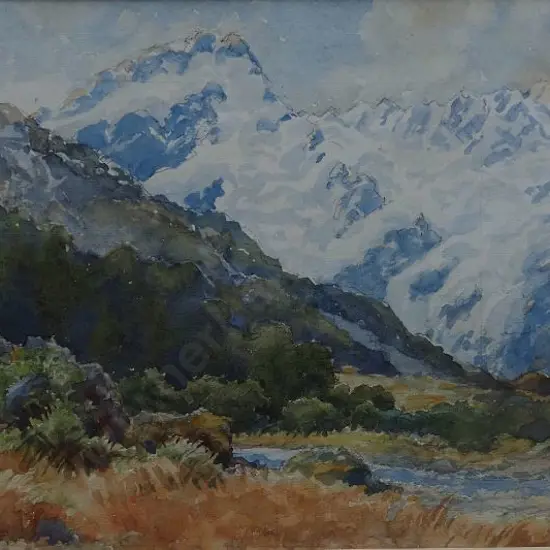 HOWARTH, Charles Henry (1856-1945) - Southern Alps with Running Stream