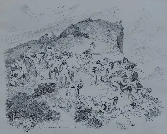 LINDSAY, Norman (1879-1969) - Mass Rape - Dated 1915 Image 1++