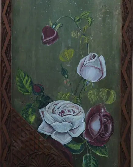 TIZARD, Frances (1850-1895) - Roses - painted on elaborately carved board Image 1++
