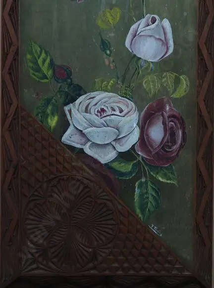 TIZARD, Frances (1850-1895) - Roses - painted on elaborately carved board Image 1++