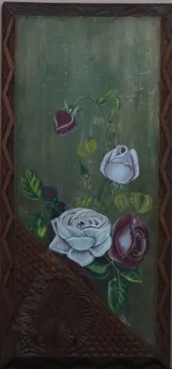 TIZARD, Frances (1850-1895) - Roses - painted on elaborately carved board Image 1++