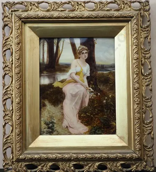 UNKNOWN Artist - Wistful Lady Seated by River Image 1++