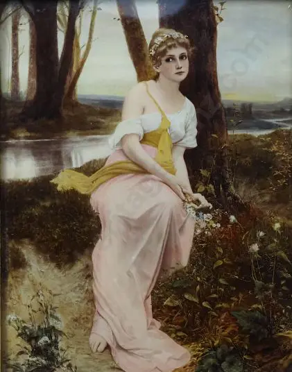 UNKNOWN Artist - Wistful Lady Seated by River Image 1++