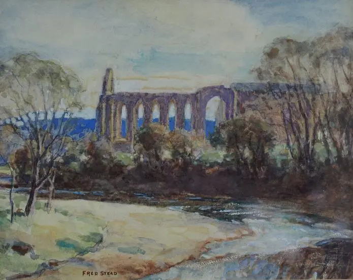 STEAD, Fred (1863-1940) - Ruined Building in Country Image 1++