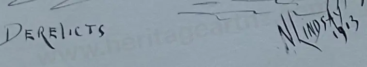 LINDSAY, Norman (1879-1969) - Derelicts (A Tramp in front of a Sunken Boat) Image 1++