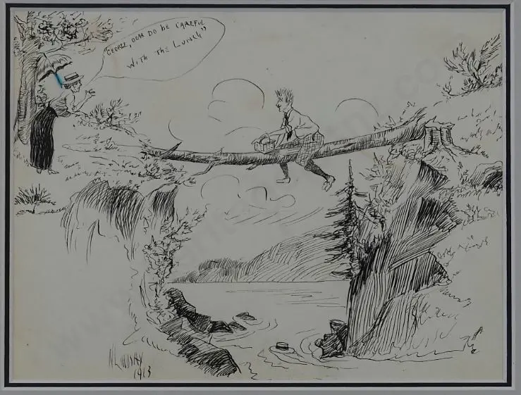 LINDSAY, Norman (1879-1969) - "George, do be careful with the lunch" Image 1++