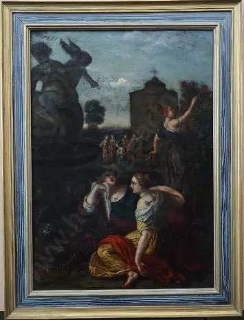 UNKNOWN (17th Century 'Old Master') - Romantic Scene - Figures by Fountain Image 1++