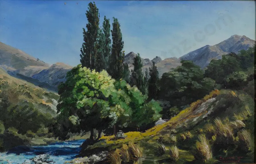 WHITE, Jonathan (1939-2021) - South Island Hills and Stream Image 1++