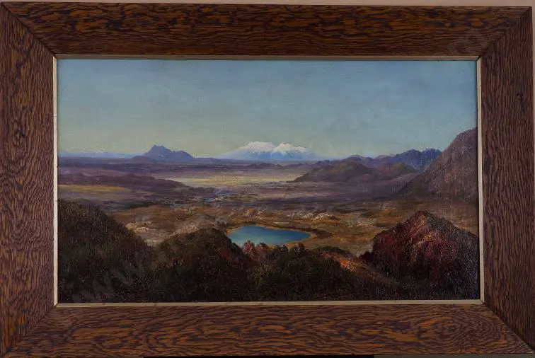 BLOMFIELD, Charles (1848-1926) - Mount Ruapehu & Emerald Lake from Rainbow Mountain 1887 Image 1++