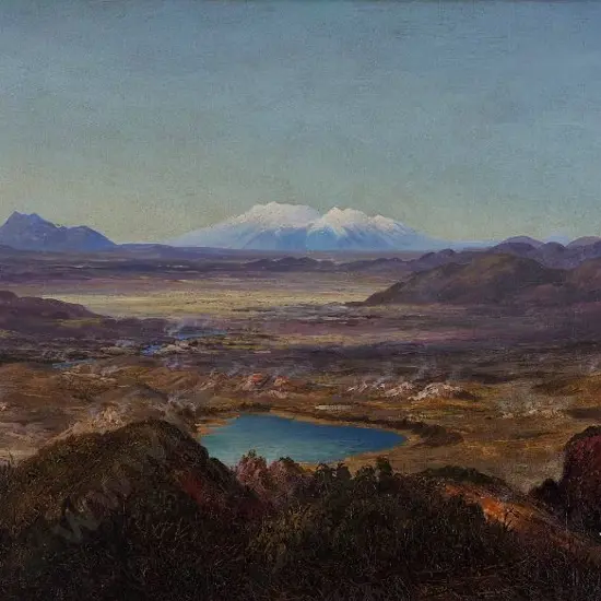 BLOMFIELD, Charles (1848-1926) - Mount Ruapehu & Emerald Lake from Rainbow Mountain 1887