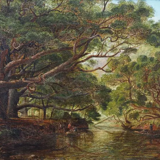 BLOMFIELD, Charles (1848-1926) - Under the Pohutukawa Trees, Anawhata Creek, Auckland 1880
