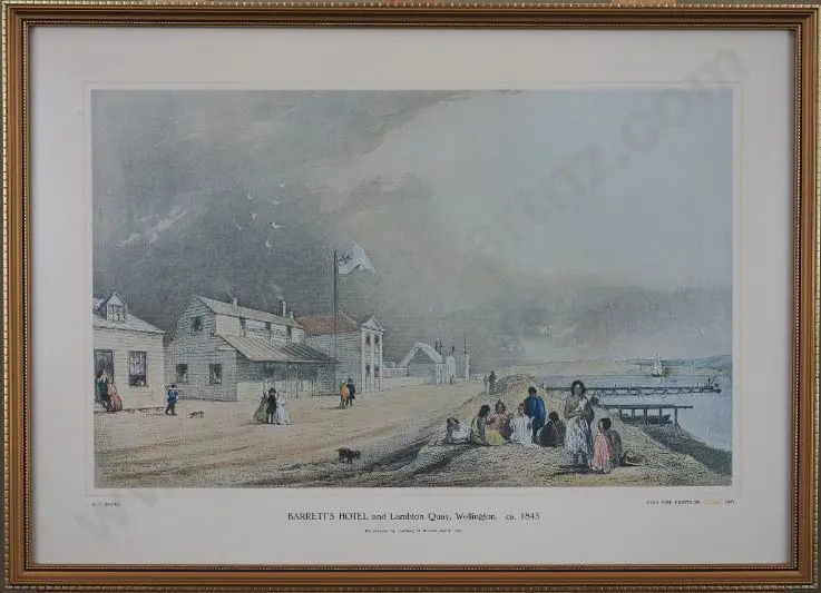 BREES, Samuel Charles (1810-1865) - Makaenuku Pa, Hutt District (1843) & Barrett's Hotel, Wellington (1843) Image 1++
