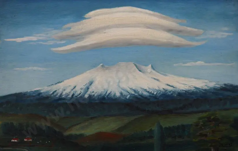 WEST, R - Mt Ruapehu with Clouds Image 1++
